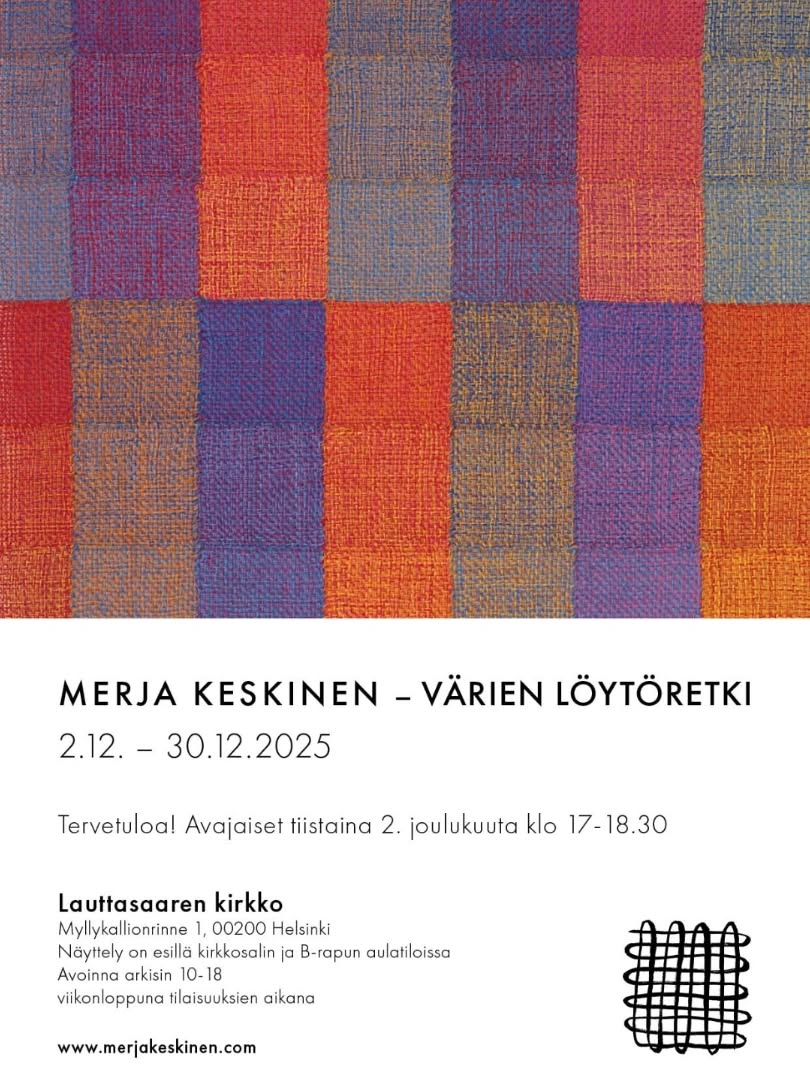 Tervetuloa!

#textileart 
#textileartist 
#tekstiilitaiteilijattexory 
#artexhibition 
#lauttasaarenkirkko