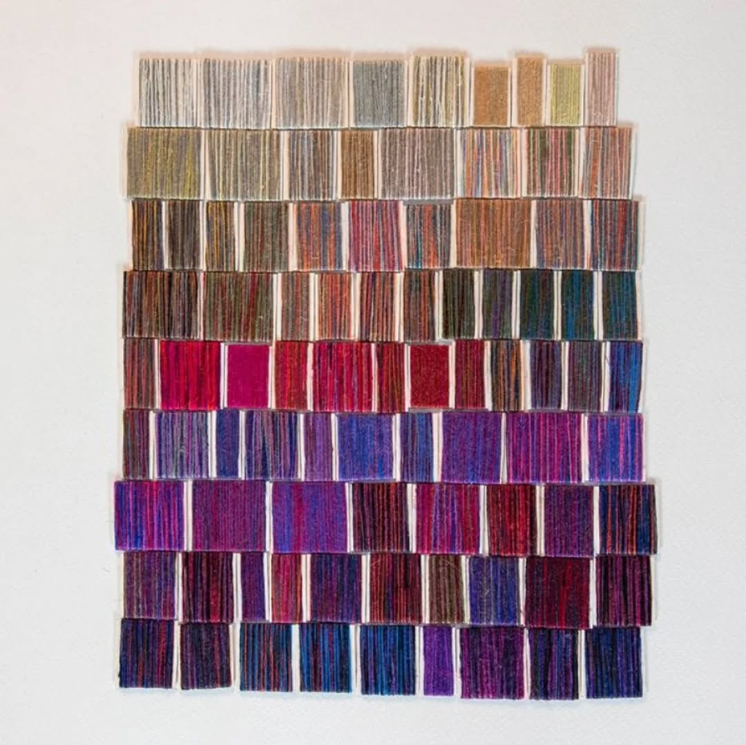 Purple Shadow 2026
Kollaasi, pellava ja puuvilla langat, akvarellipaperi 

#textileart 
#tekstiilitaiteilijattexory 
@texo_ry 
@teosmyynti 
#ornamonteosmyynti